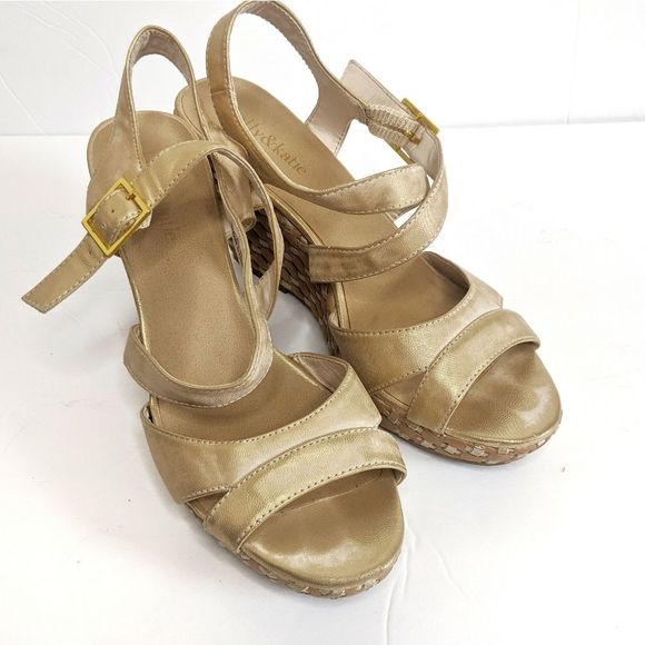 Kelly & Katie Shoes - Kelly and Katie Gold Dressy Wedges